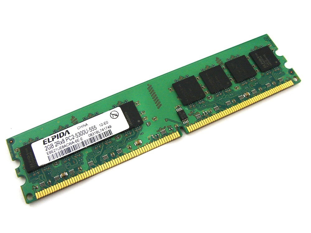 Elpida EBE21UE8ACWA-6E-E 2GB PC2-5300U-555 2Rx8 667MHz CL5 240-pin DIMM, Non-ECC DDR2 Desktop Memory - Discount Prices, Technical Specs and Reviews